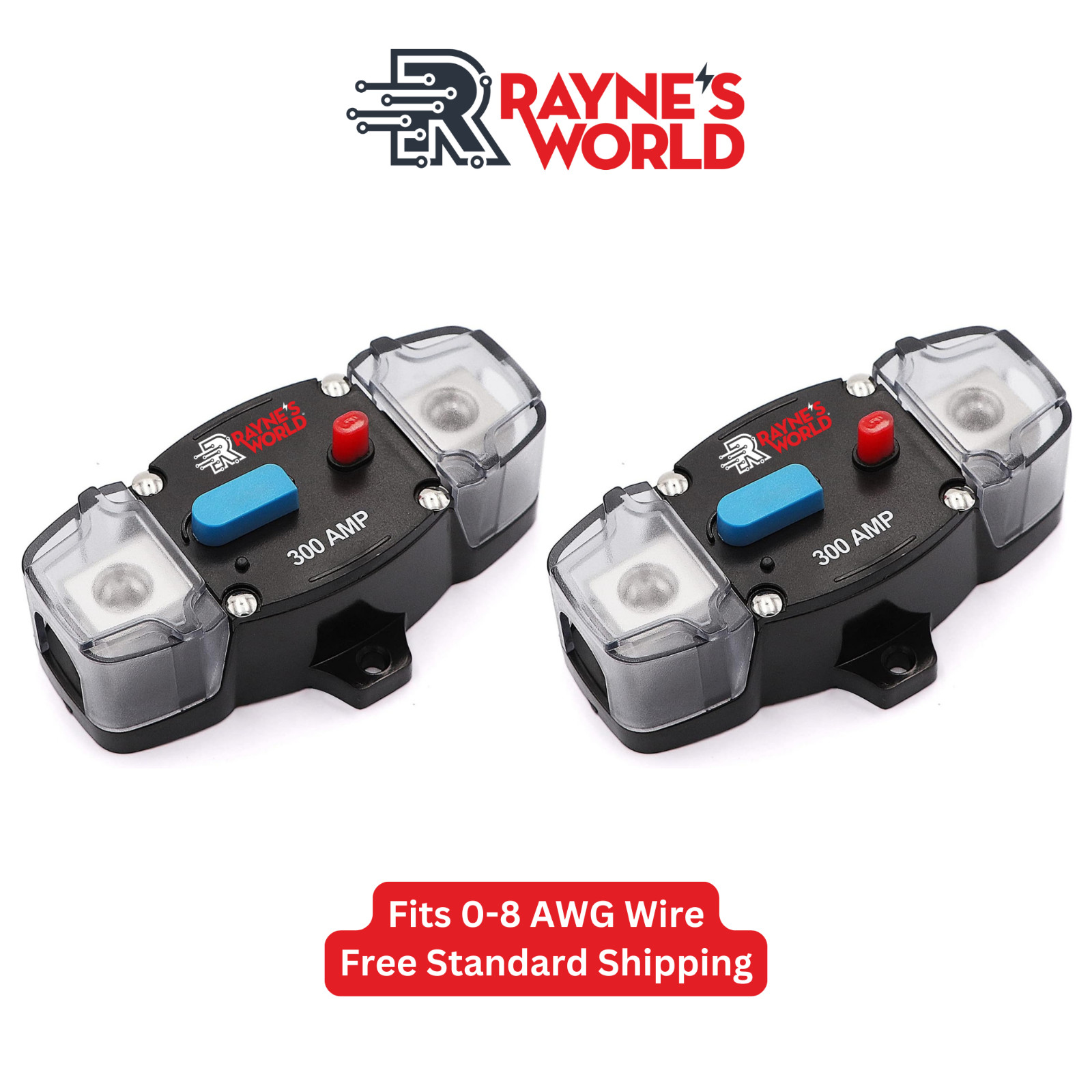 2 PACK 300 Amp 12-48V DC Inline Circuit Breaker with Cover Car/Audio/Boat/Solar