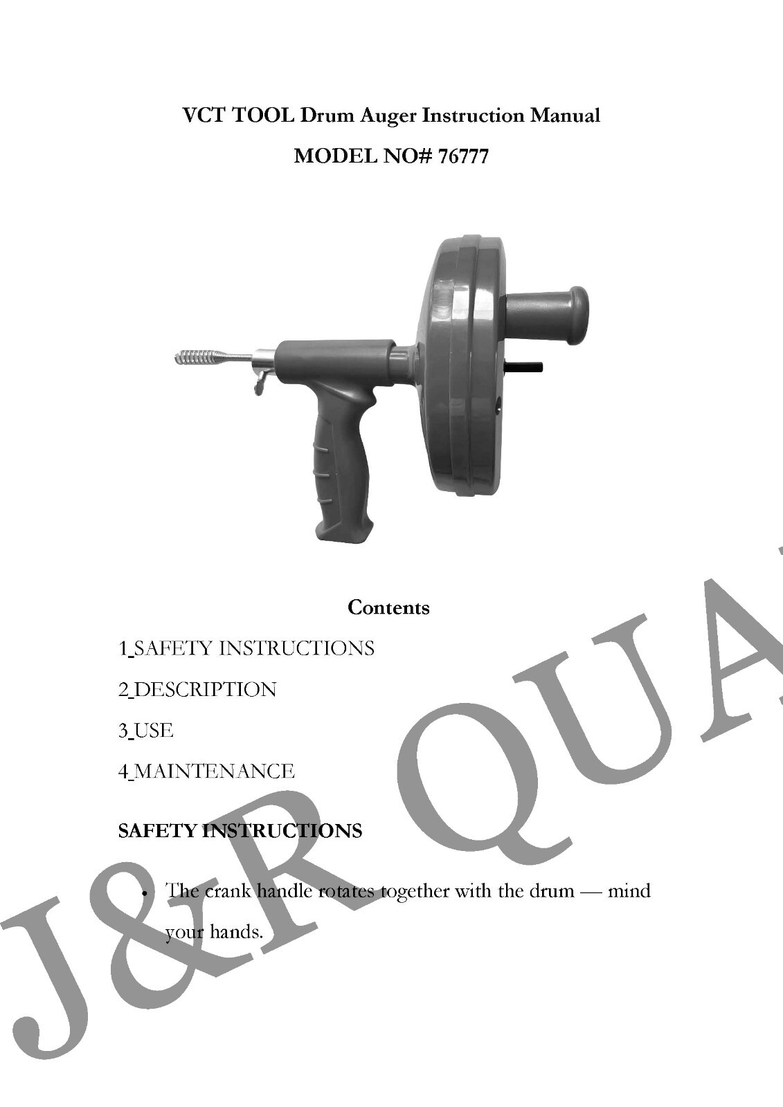 HAND CRANK OR DRILL OPERATED POWERED PLUMBING DRAIN CLEANER SNAKE CABLE TOOL