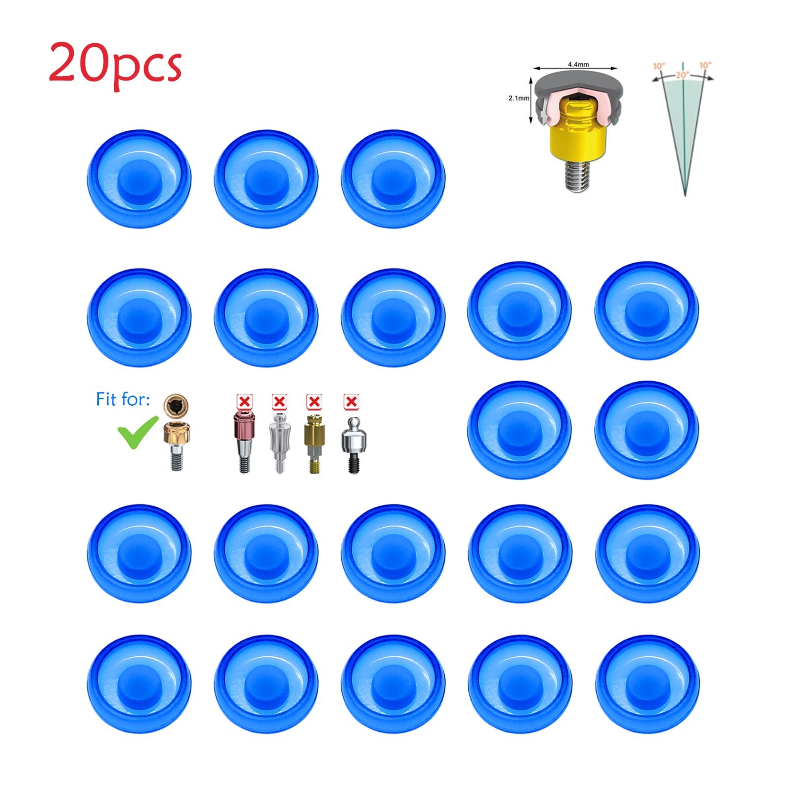 US Dental Lab 20pcs Universal Locator Abutment Male Cap Insert for Overdenture