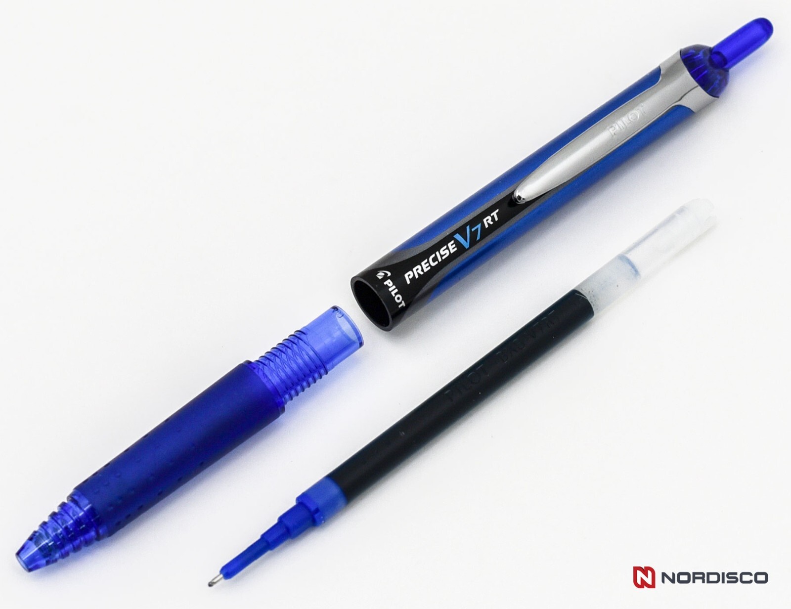 Pilot Precise V7 RT, 3 Pens With 4 Packs of Refills, Blue Ink, 0.7mm Fine Point