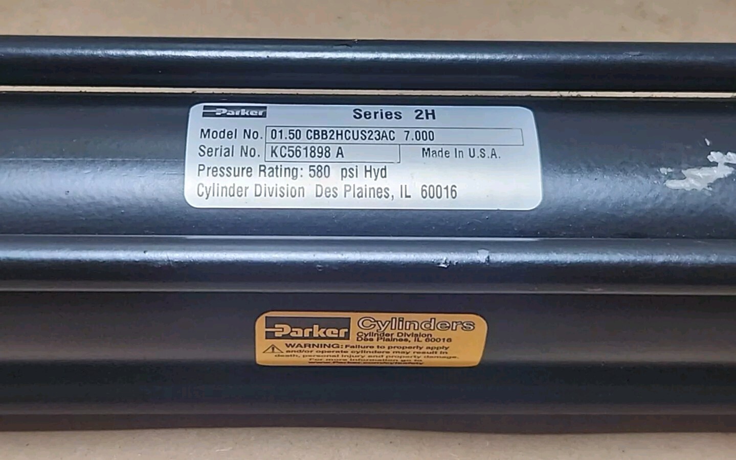 *NEW SURPLUS* Parker 01.50 CBB2HCUS23AC 7.000 Hydraulic Cylinder 580Psi Warranty