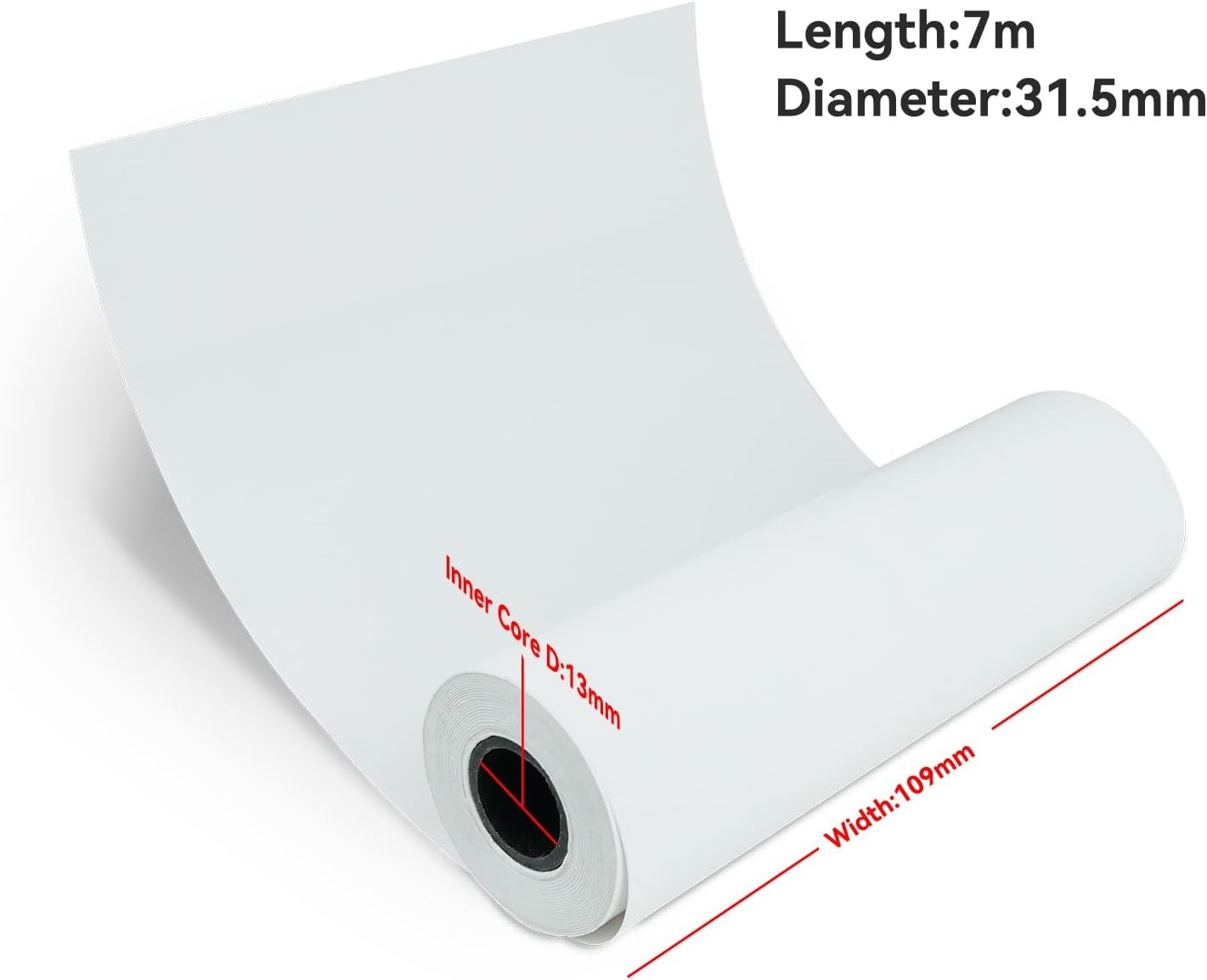 A6 Thermal Paper 6 Rolls(110Mm/4.3″Width/7M Long,Φ1.18″) for Portable Printer,Qu