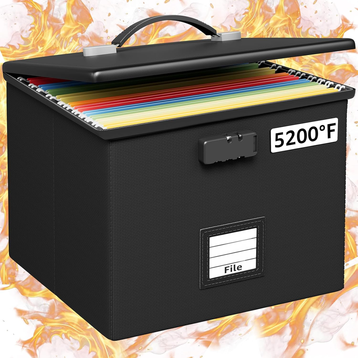 Fire Proof File Box for Documents – Portable Fireproof Document Organizer Box..