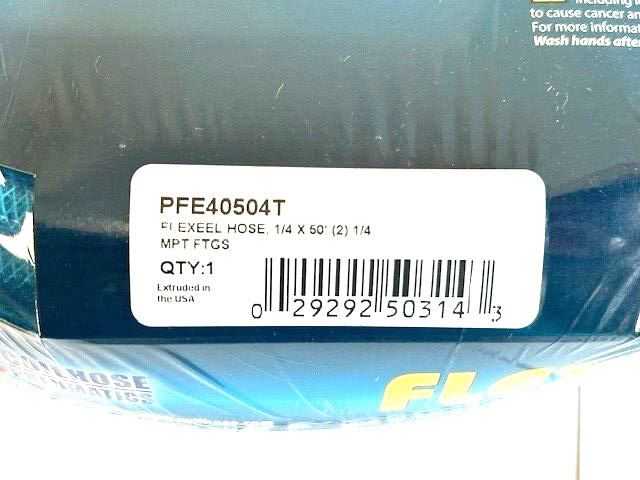 Coilhose Pneumatics PFE40504T FLEXEEL 1/4 x 50′ Hose 1/4″ MPT Fittings Blue
