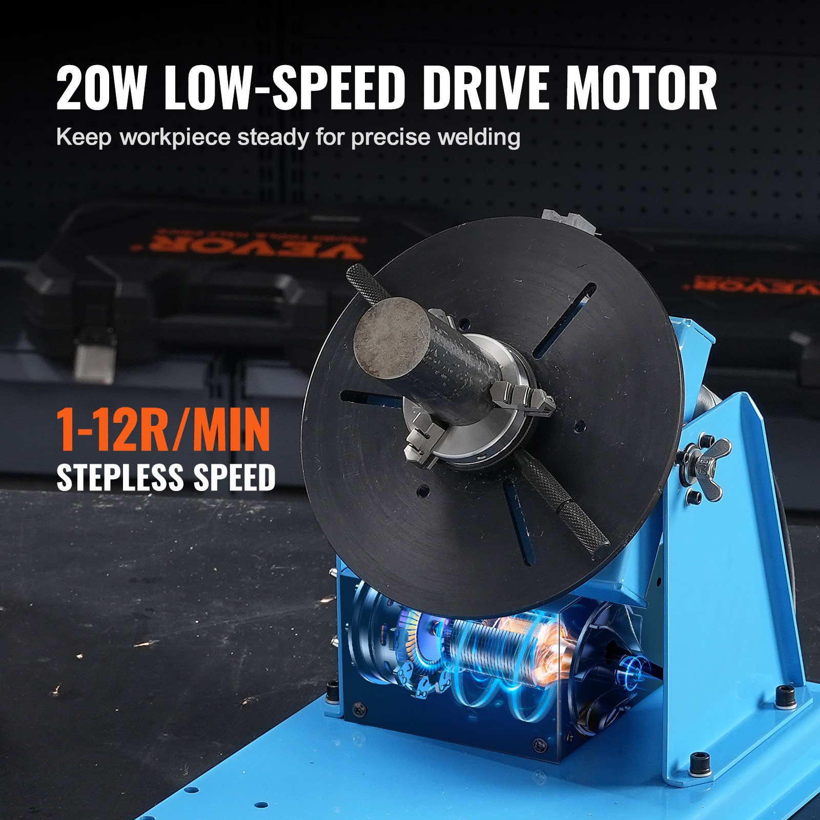 VEVOR 10KG Rotary Welding Positioner 0-90° Positioning Turntable Table 1-12RPM