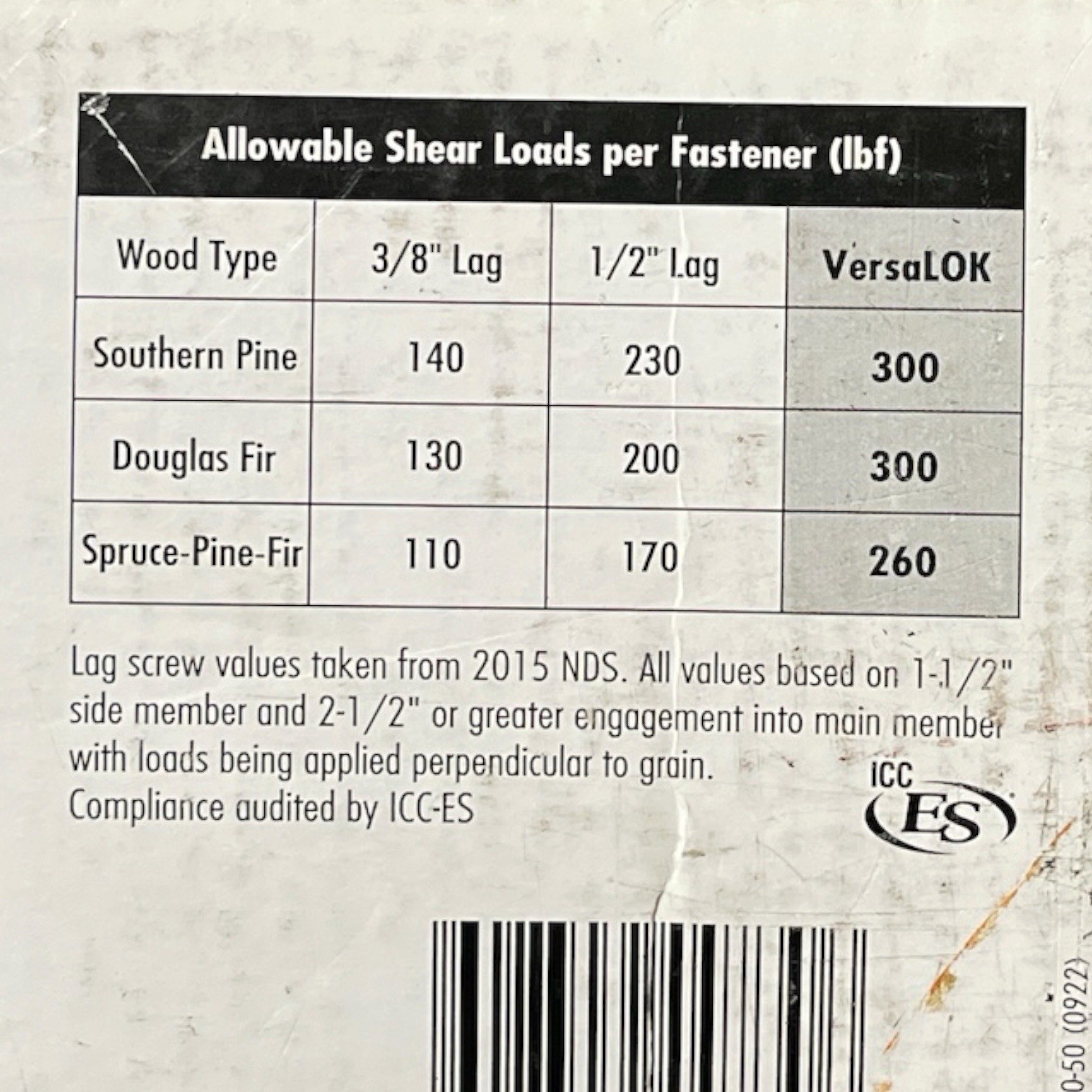 *53-PACK* FastenMaster VersaLOK 1/2″ x 10″ Structural Wood Lag Screws (S6)