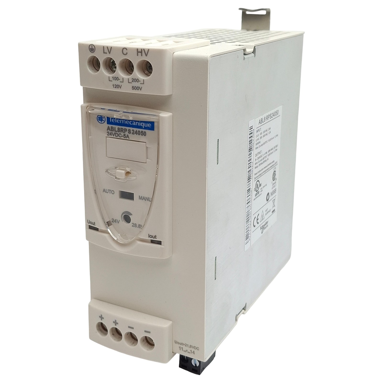 Telemecanique ABL8RPS24050 Power Supply 120/500VAC In, 5-4.16A 24-28VDC Out