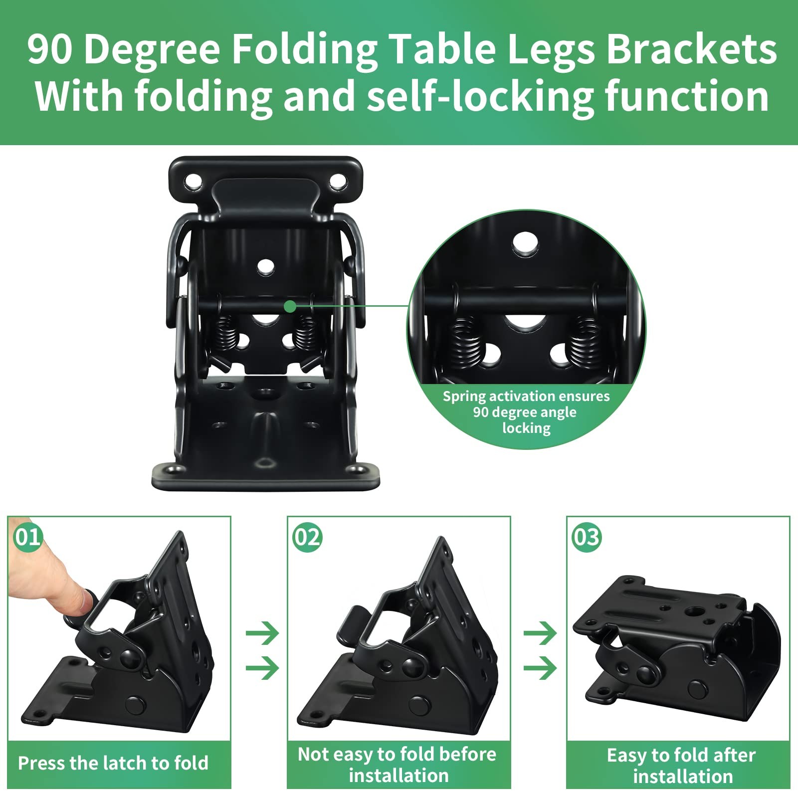 4 Pack Folding Brackets 0-90 Degrees Folding Table Legs Brackets Heavy Duty L…