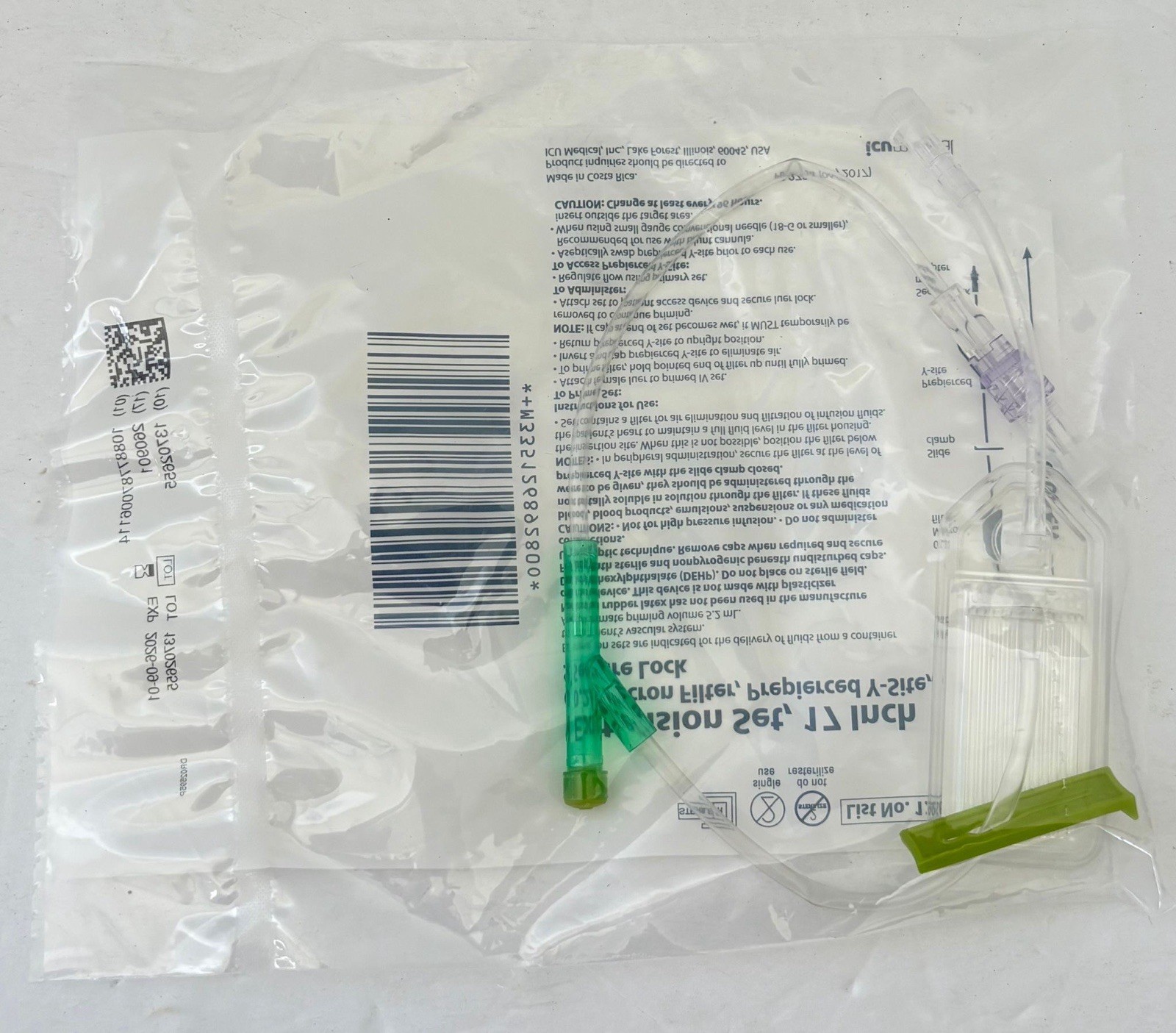 Extension Set,17 inch0.2 micron Filter 12689-28 Prepierced Y-Site, Secure Lock,