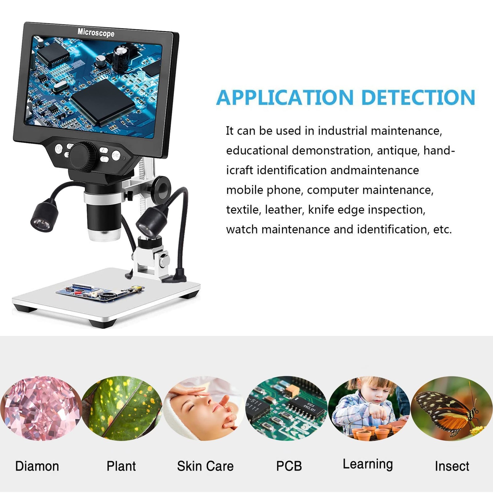 7″ LCD Digital Microscope for Adults, 1200X Coin Magnifier with Scr… Fast Ship