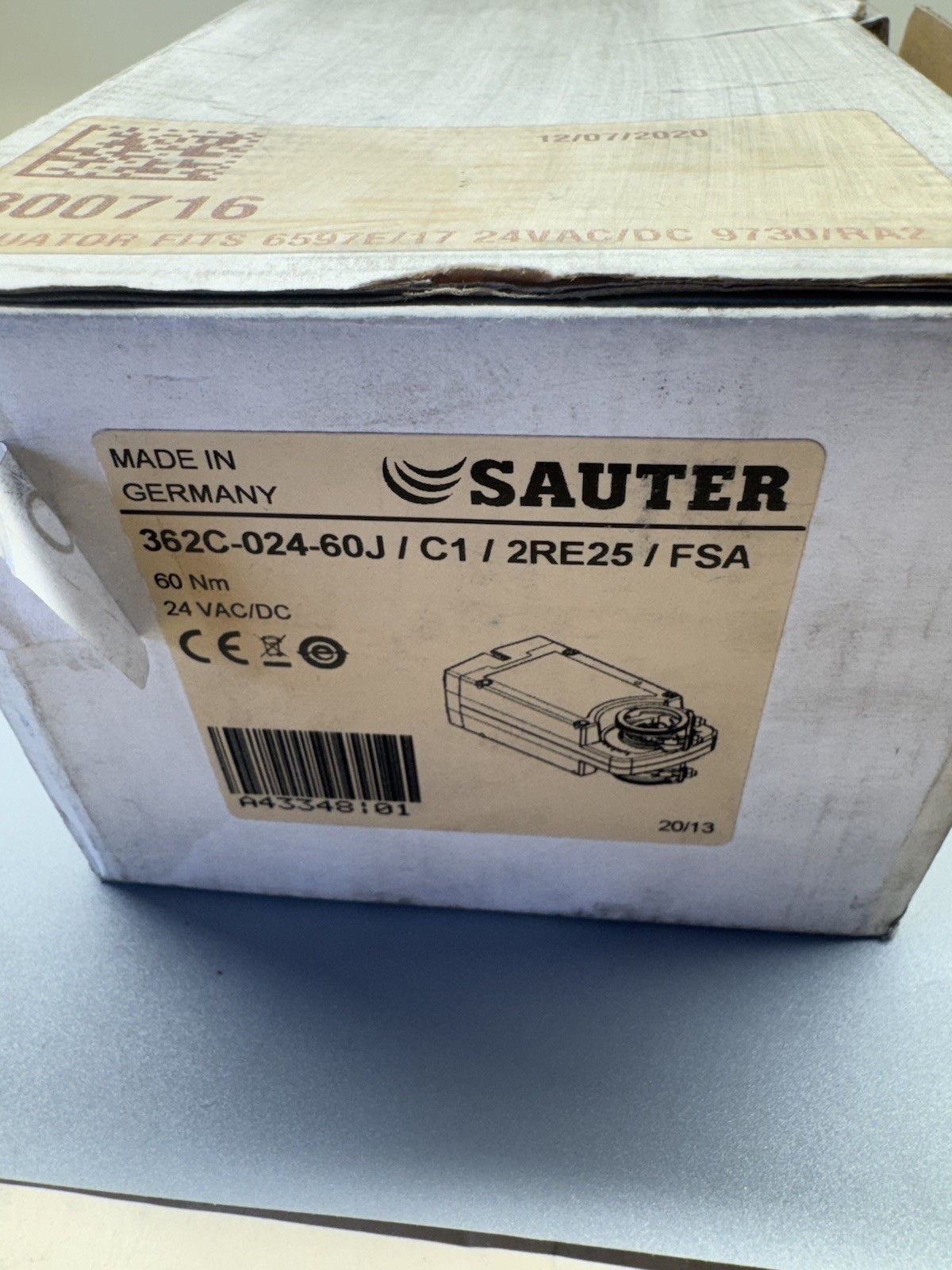 SAUTER 362C-024-60J/C1/2RE25/FSA, 60Nm, 24V, 13.5W, 16.5VA, IP54 (NEW IN BOX)