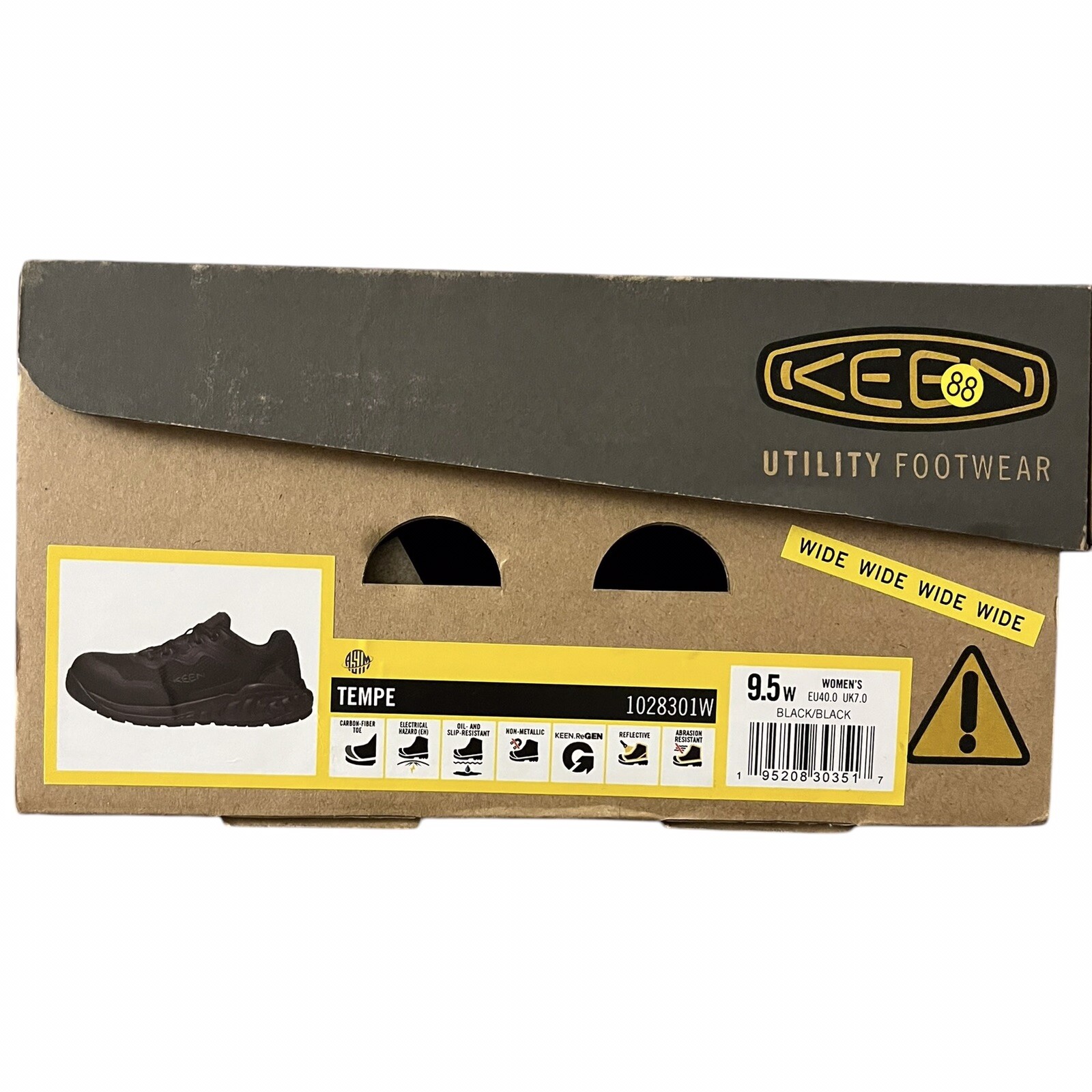 Keen Utility Footwear Womens 9.5 W Black Tempe Carbon Toe Shoes – New In Box