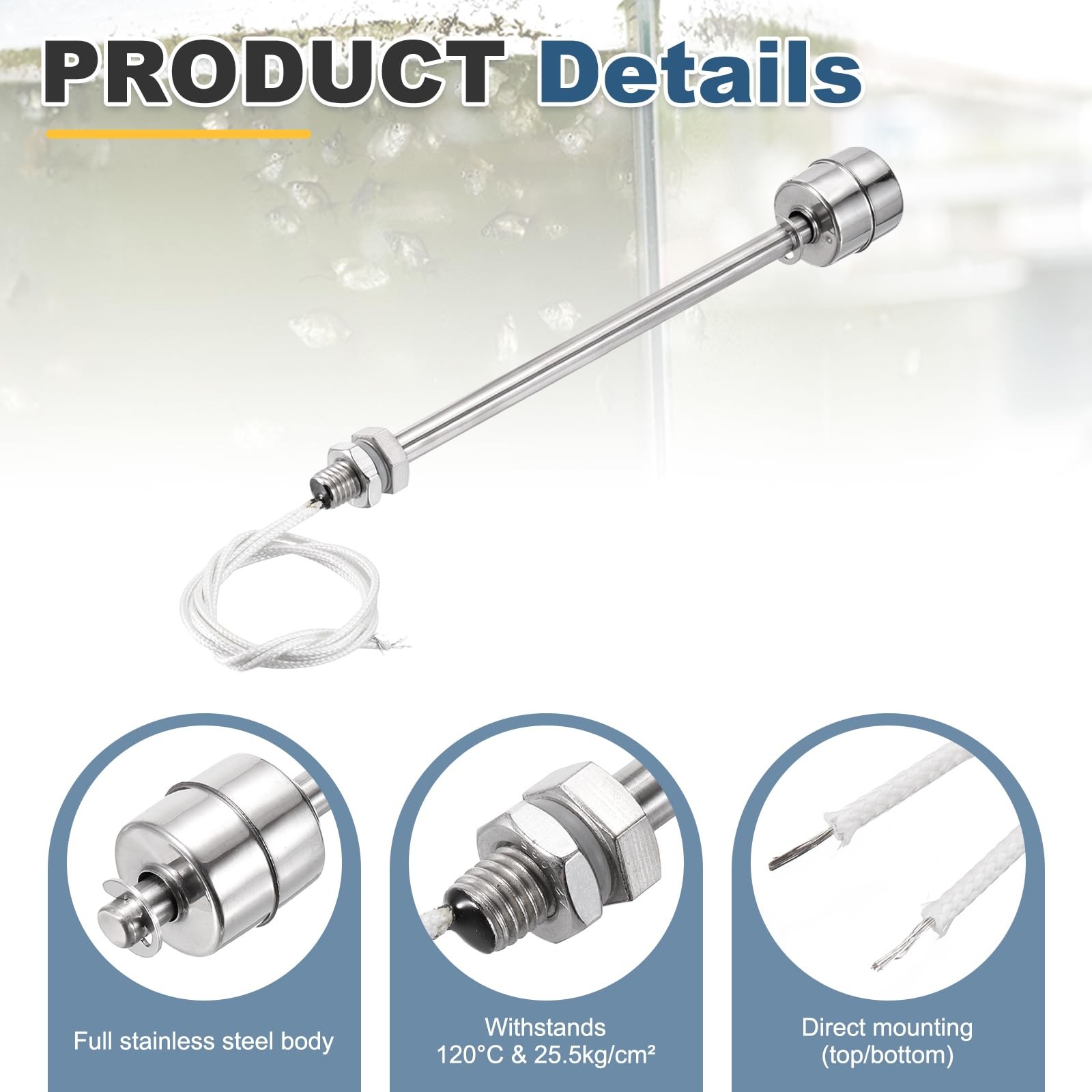 MECCANIXITY Stainless Steel Float Switch, 150mm Rod 110V DC 0.5A Vertical Wat…