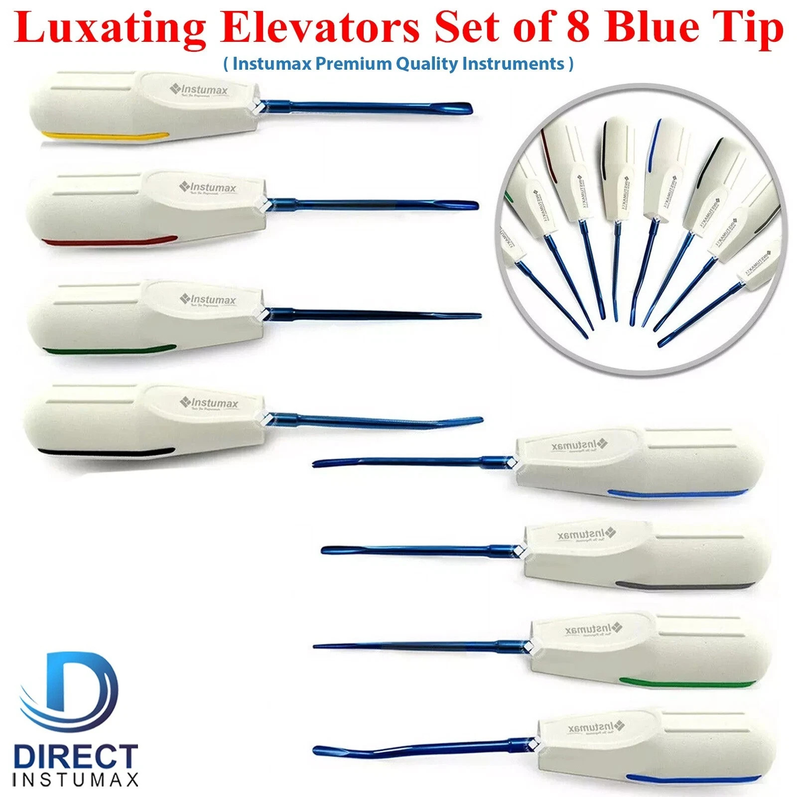 8 Pcs Dental Luxating Elevators Root Elevators Luxation Oral Surgery Extraction