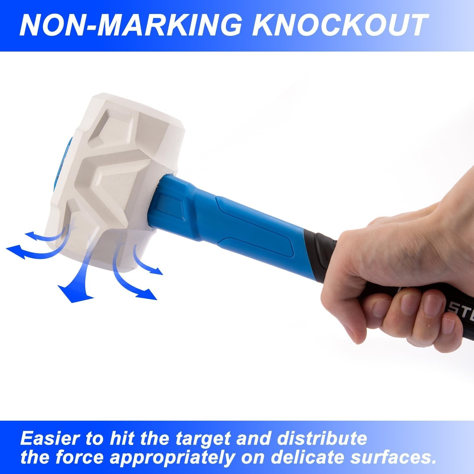 Real Steel Rubber Mallet Hammer 32 OZ White Rubber Hammer with Solid Head, Do…
