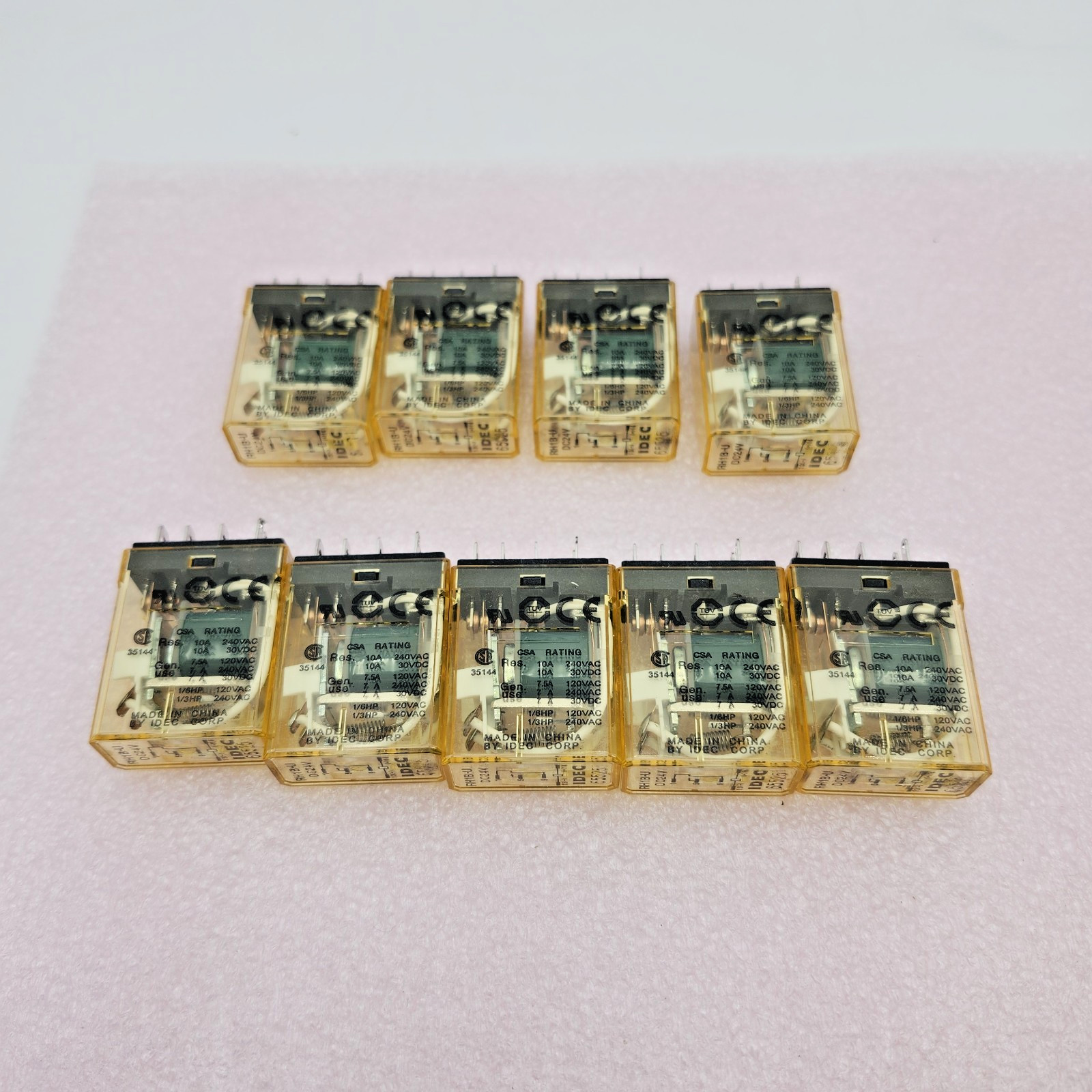 Lot of 9 IDEC RH1B-U DC24V Compact Power Relays SPDT 5-Blade Spade Base Spares