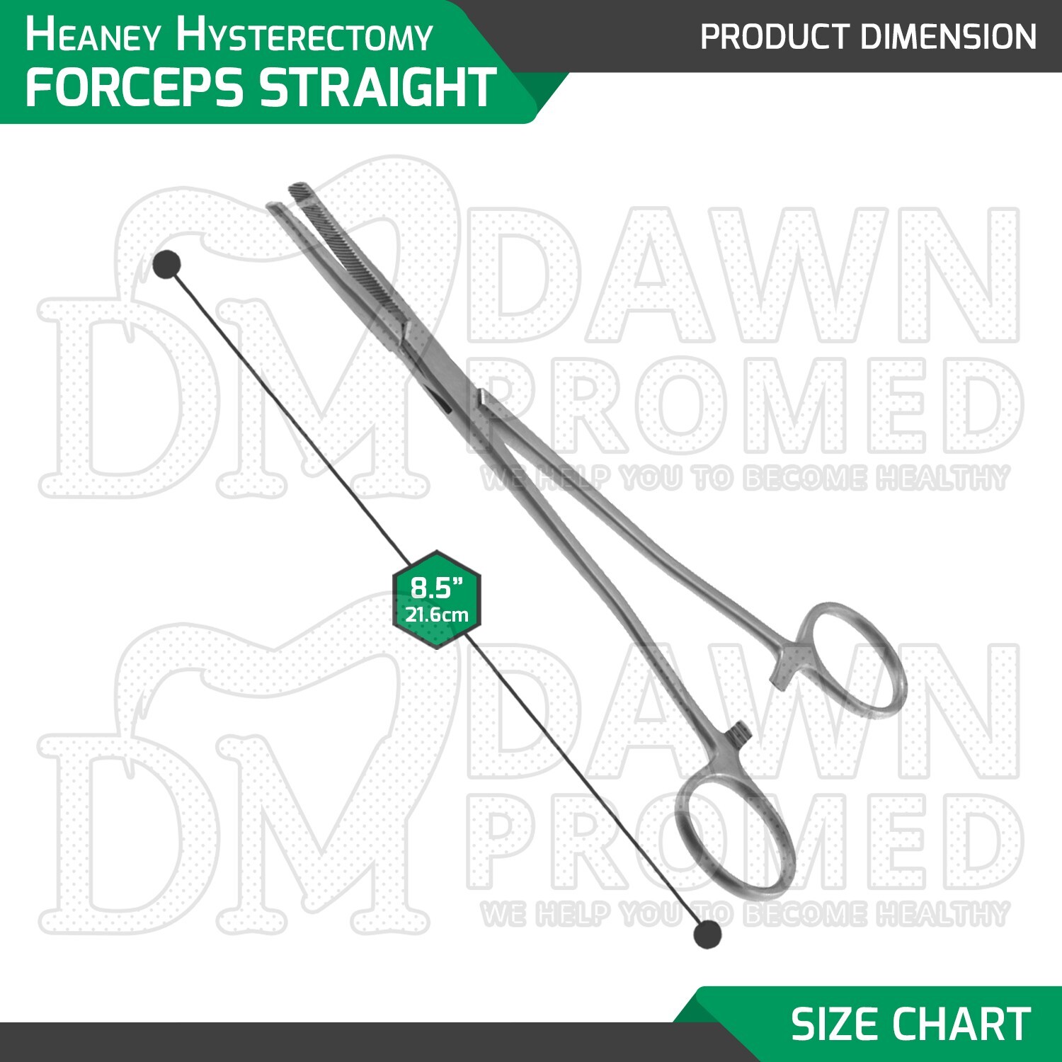 2 Pcs Heaney Forceps Single Tooth Straight Set 8.25″ OB/GYN Instrument German Gr