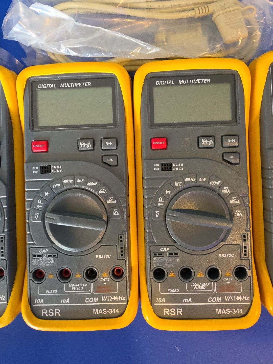 Lot Of 6 RSR Digital Multimeter, MAS-344 (6 Meters With 4 Cords Only) -Untested