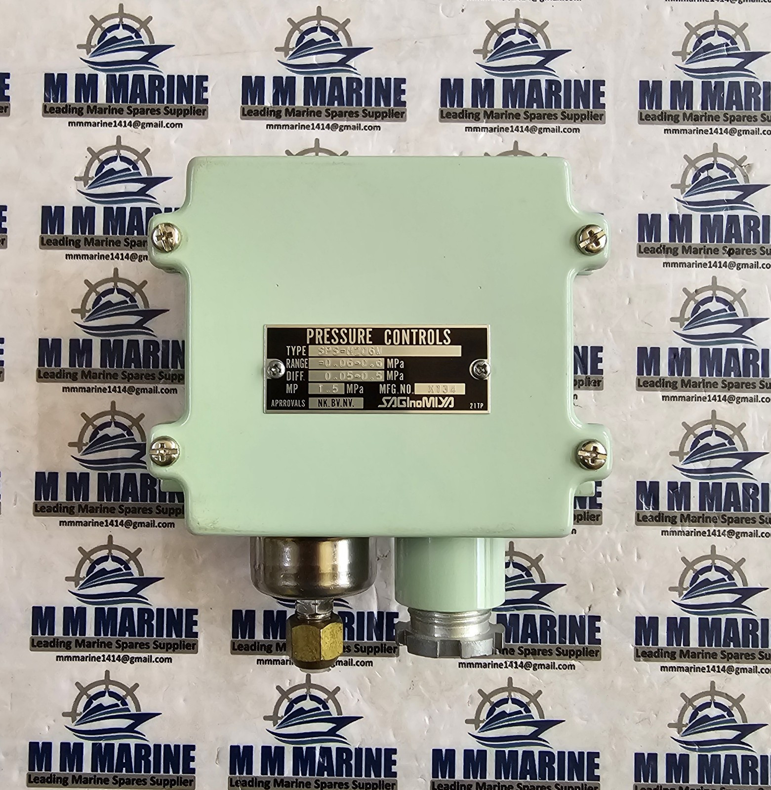 SAGINOMIYA SPS-H206W, PRESSURE SWITCH, -0.06~0.6MPa, MP: 1.5MPa, JAPAN