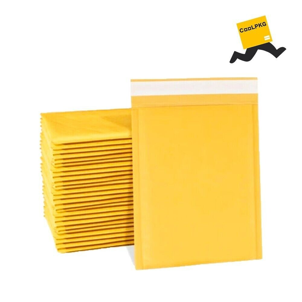 Made In USA 50pcs CoolPKG #000 4″x8″ Kraft Bubble Mailer Shipping Envelope 4*8
