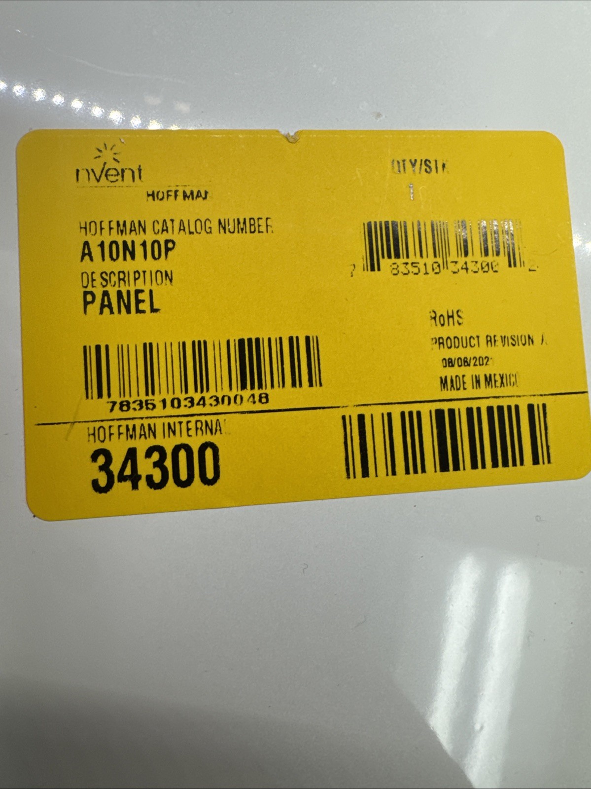 Hoffman Nvent Junction Box Back Plane Panel White A10N10P 34300 8.25X8.25 Patch