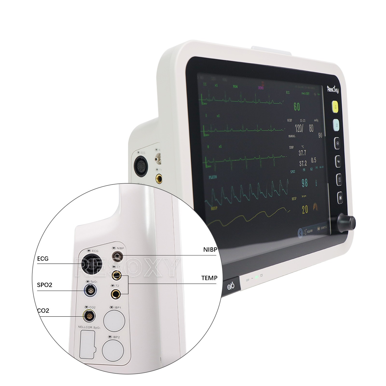 12-Inch Patient Vital Signs Monitor Multi-Parameter ECG/NIBP/TEMP/RESP/SPO2/PR