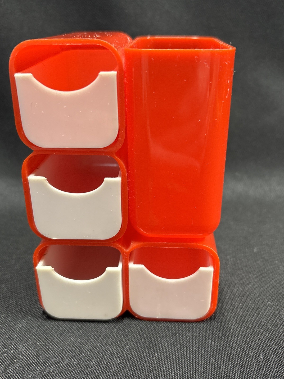 Vtg Red Plastic Mini Drawers Desk Organizer Caddy Made in Hong Kong