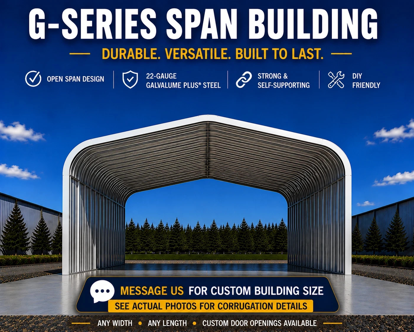25x30x13 DuroSPAN Steel Garage Shop DIY Building Kit Open Ends