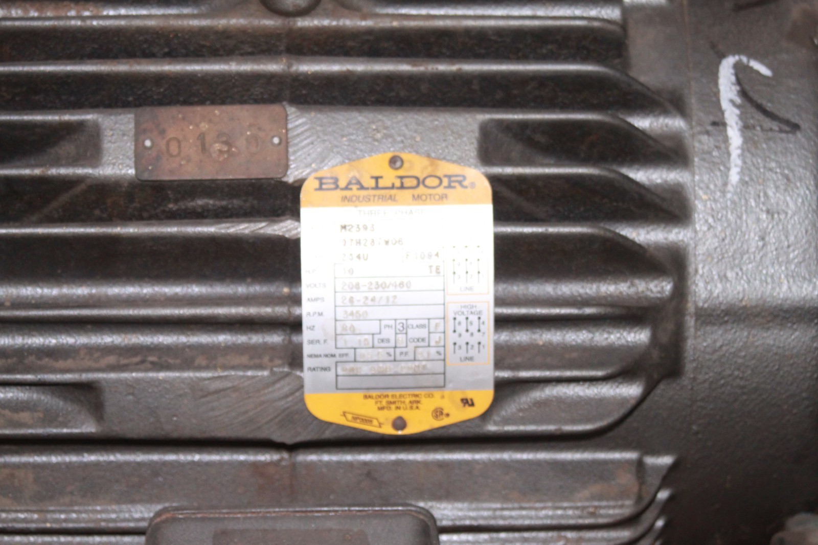 Baldor 10HP 254U 208/230/460V 3450RPM TEFC M2393 Industrial Motor #8