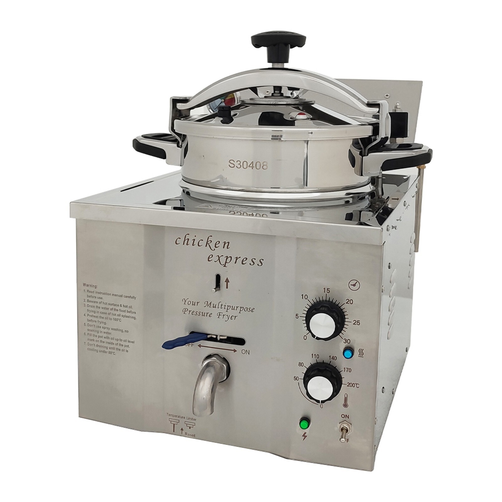 110V Countertop 16L Electric Chicken Stove Multi-purpose Pressure Fryer 25A