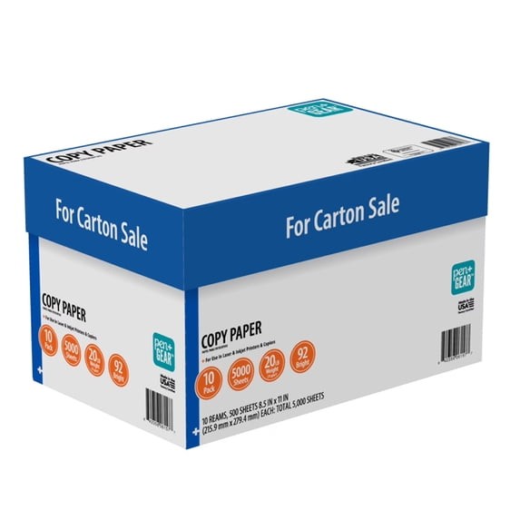 Pen+Gear Copy Paper, 8.5″ x 11″, 92 Bright White, 20 lb., 10 Ream Case (5,000 Sh