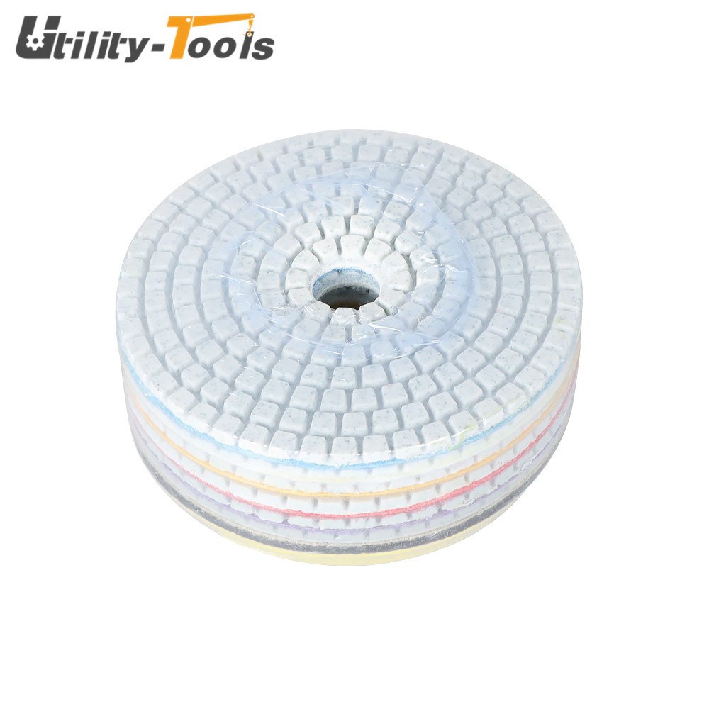 7 Pieces Diamond Polishing Pads 4 Inch Wet/Dry Set For Concrete Marble New