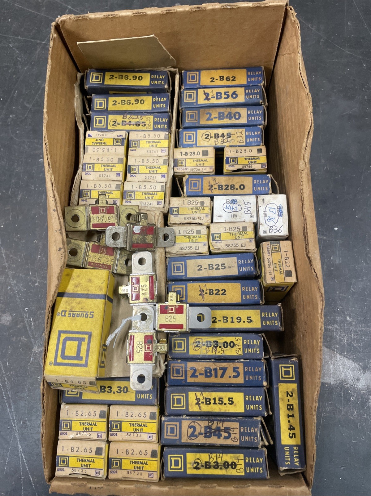 NOS Square D Type B Overload Relay Thermal Unit Sizes B1.45 – B62 Made in USA