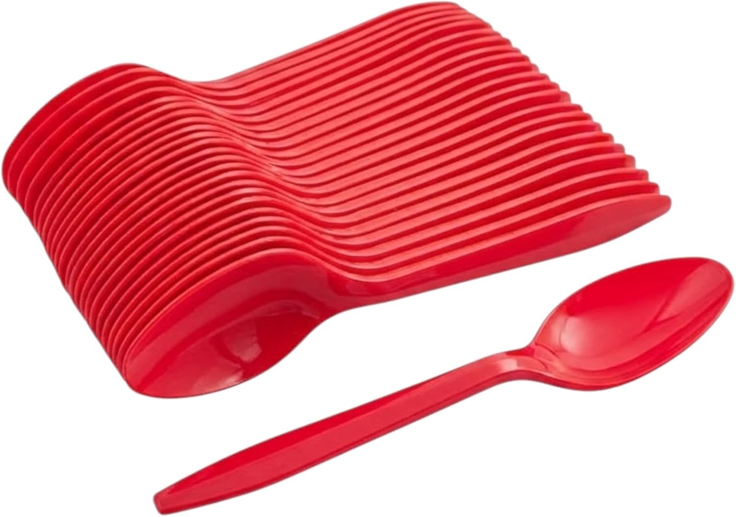 Plastic Teaspoons, Disposable Spoons for Parties & Everyday Use (200, Red)