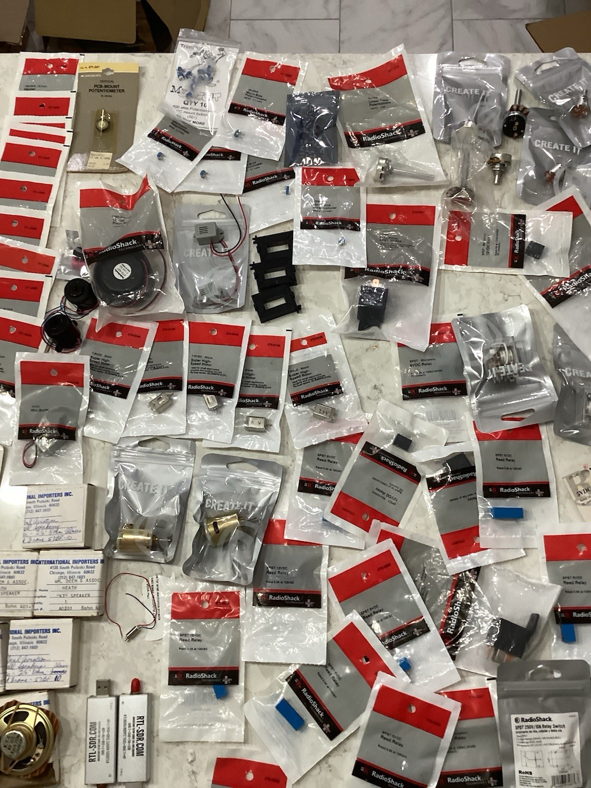 Potentiometer Relays Motor Speakers Piezo Buzzer Lot Radio shack NOS