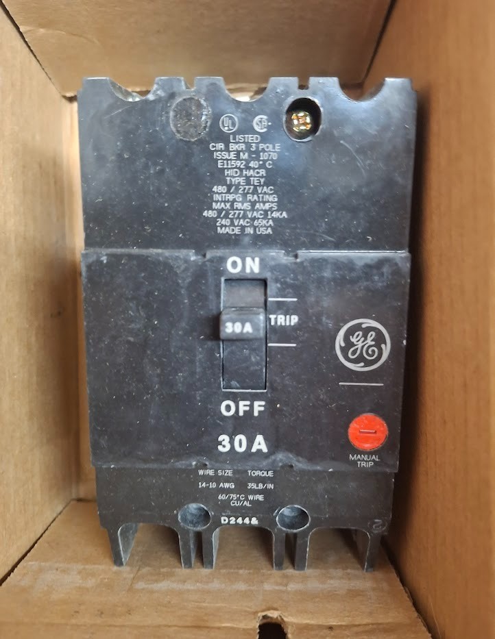 GE TEY330 30 AMP 3 Pole 480V Circuit Breaker SHIPS SAME DAY
