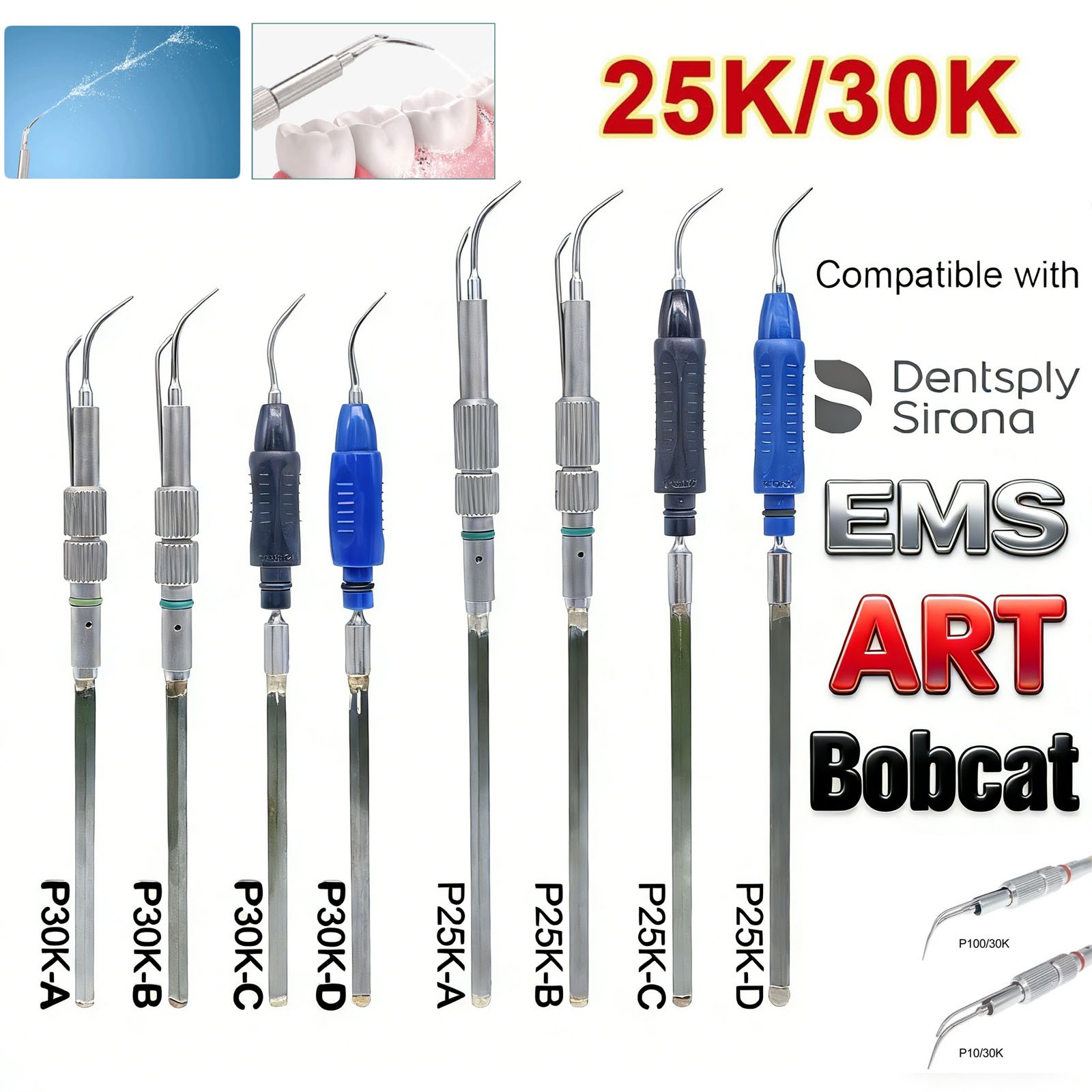 P-100 P-10 Dental Ultrasonic 25k/30k Slim Series Dental Inserts Tips DMXDENT