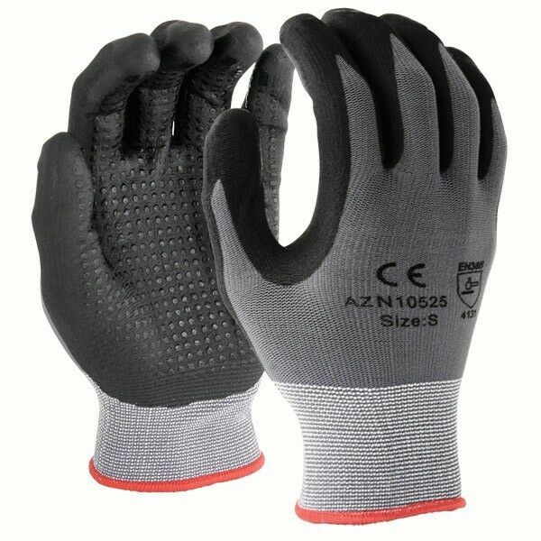 120 Pairs Micro-Foam Nitrile Coating w/ Dots Nylon / Lycra Gloves S,M,L,XL
