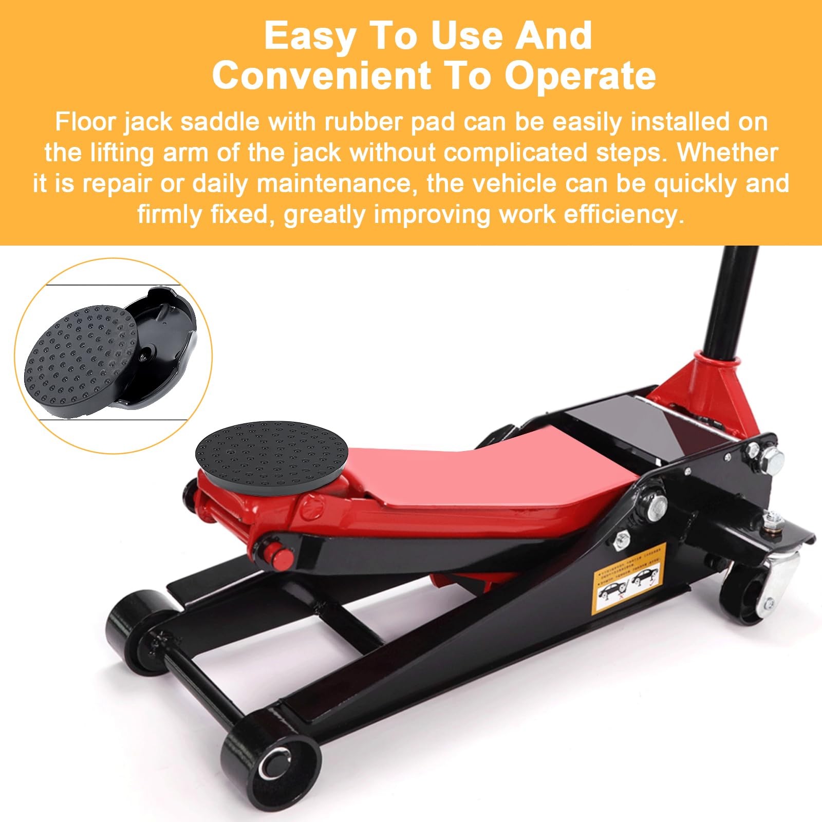 Floor Jack Saddle, Saddle with Rubber Pad, 4.8 Inch in black