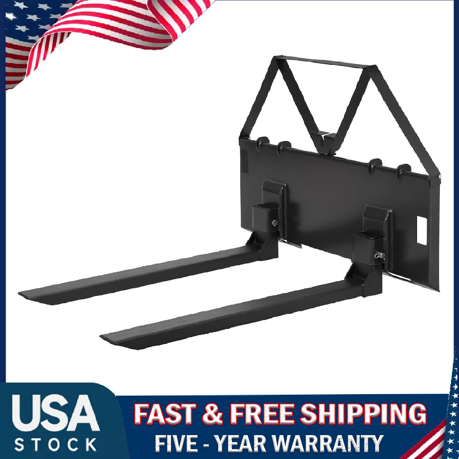 46″ Heavy-Duty Tractor Pallet Forks, Quick Attach Bucket Fork Skid Steer Loader
