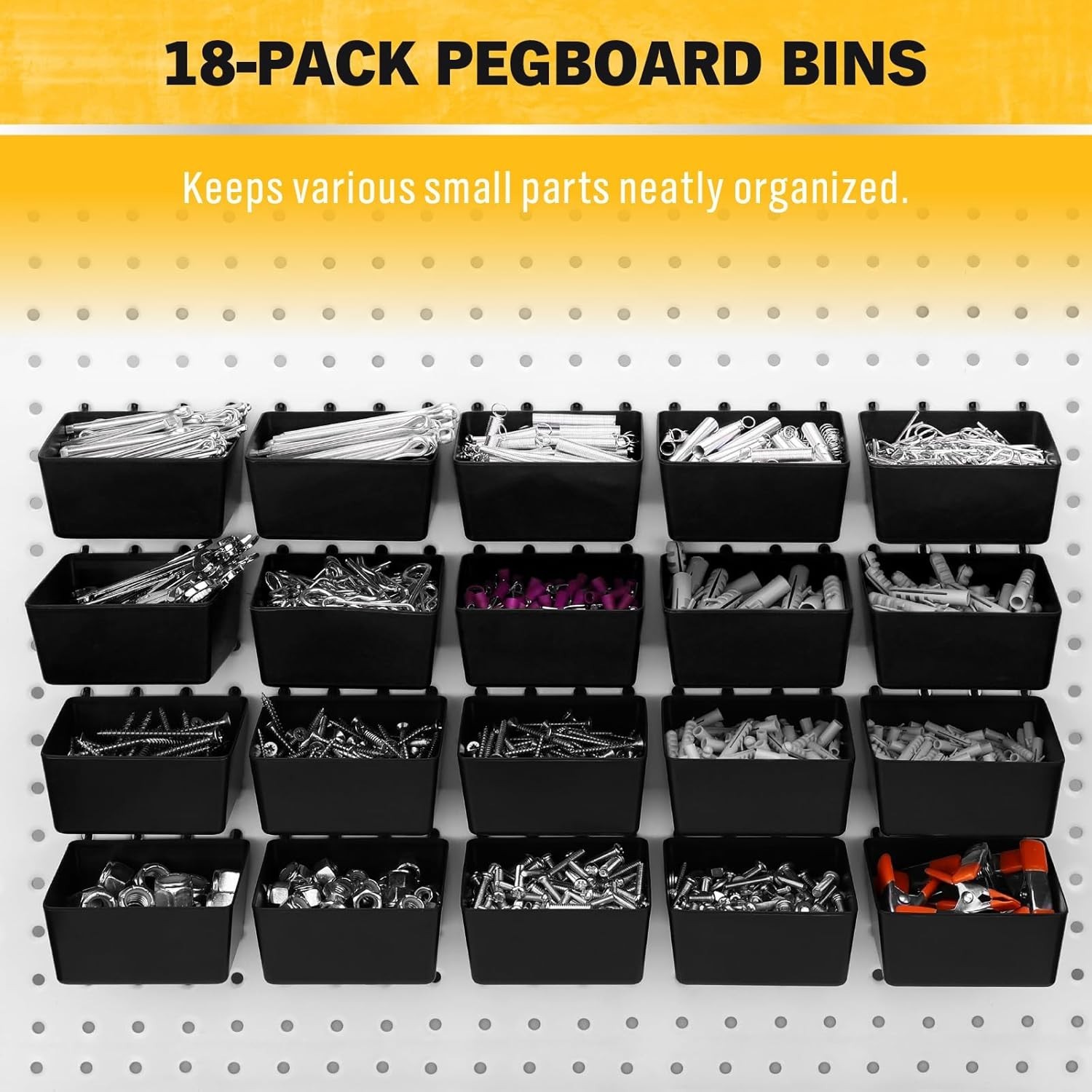 286-Piece Extra Thick Pegboard Hooks Set, 1/4″ Heavy Duty Black Peg Board Org…
