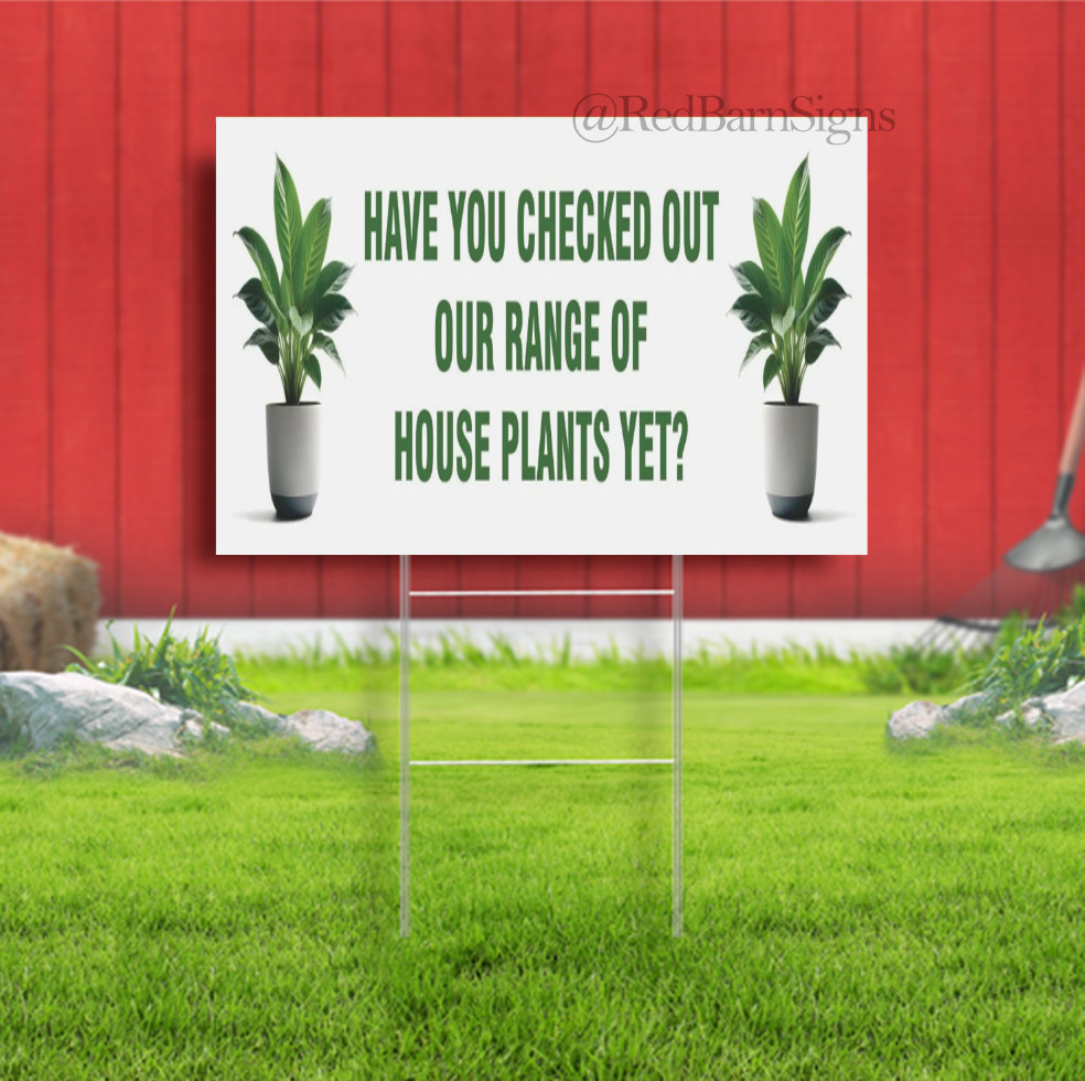 House Plants Garden Indoor Outdoor Yard Sign with metal stakes