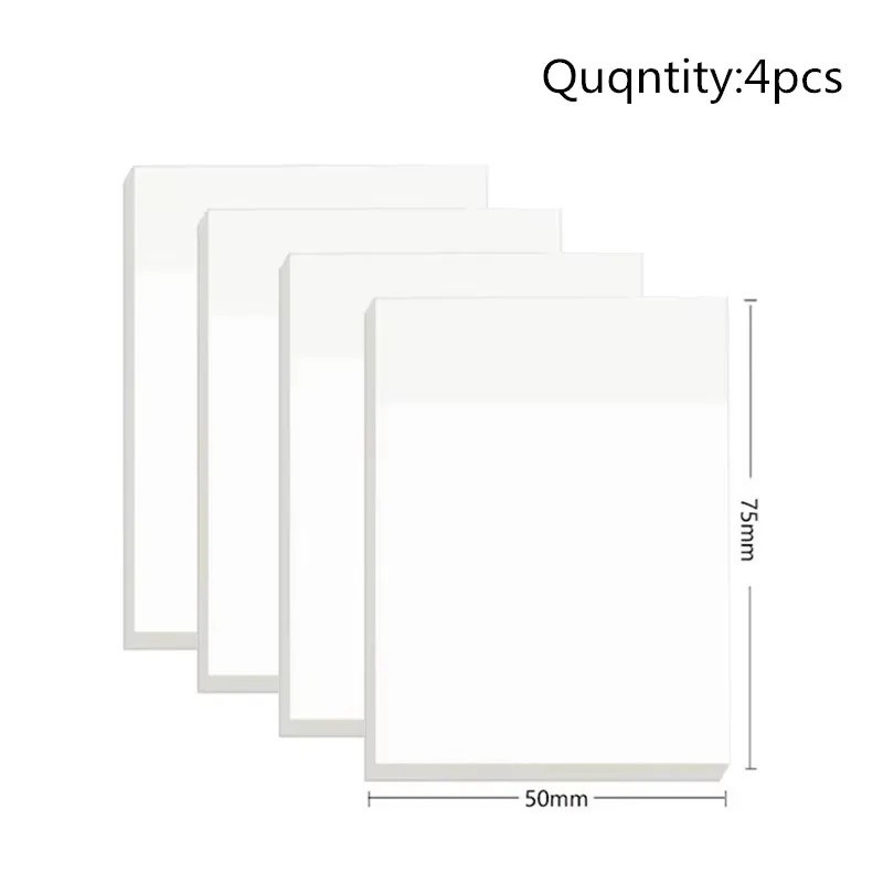 50 Sheets Transparent Sticky Notes Waterproof Memo Pad Self Adhesive Notes