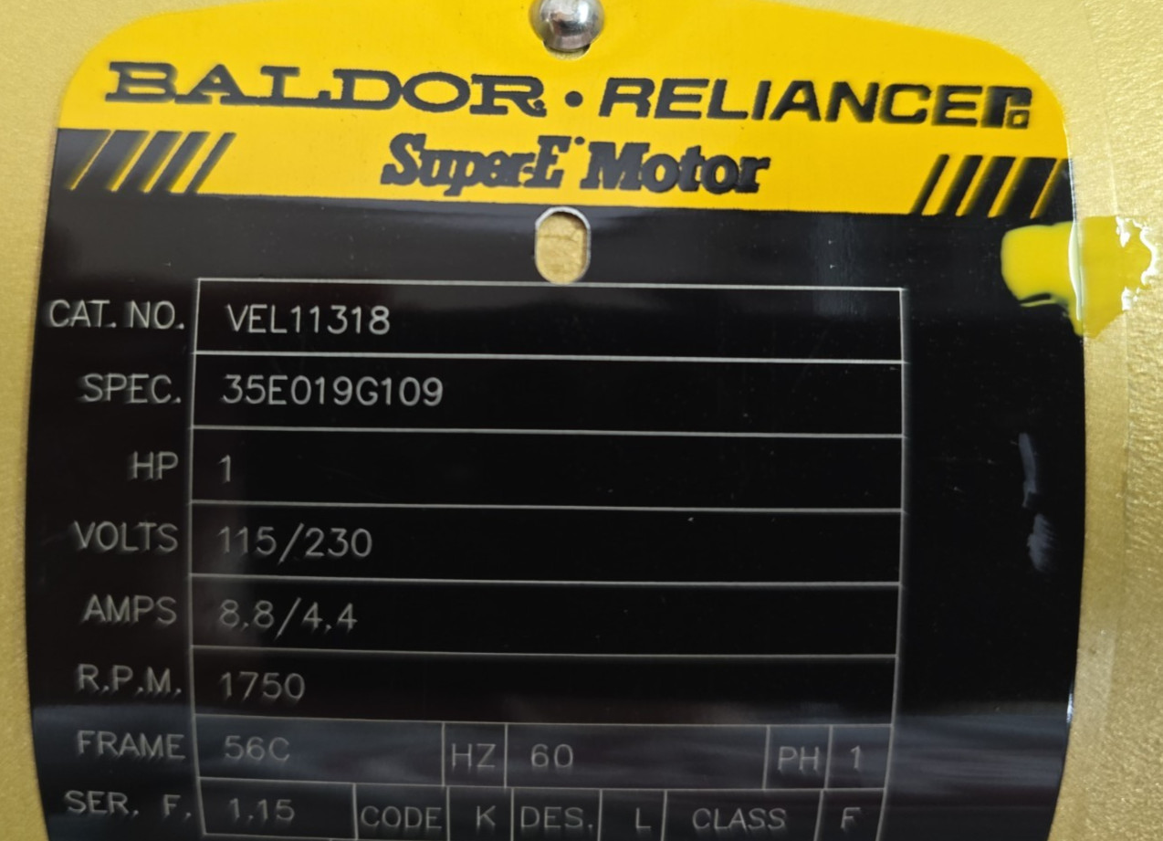 Baldor Reliance Super E. 1HP VEL11318