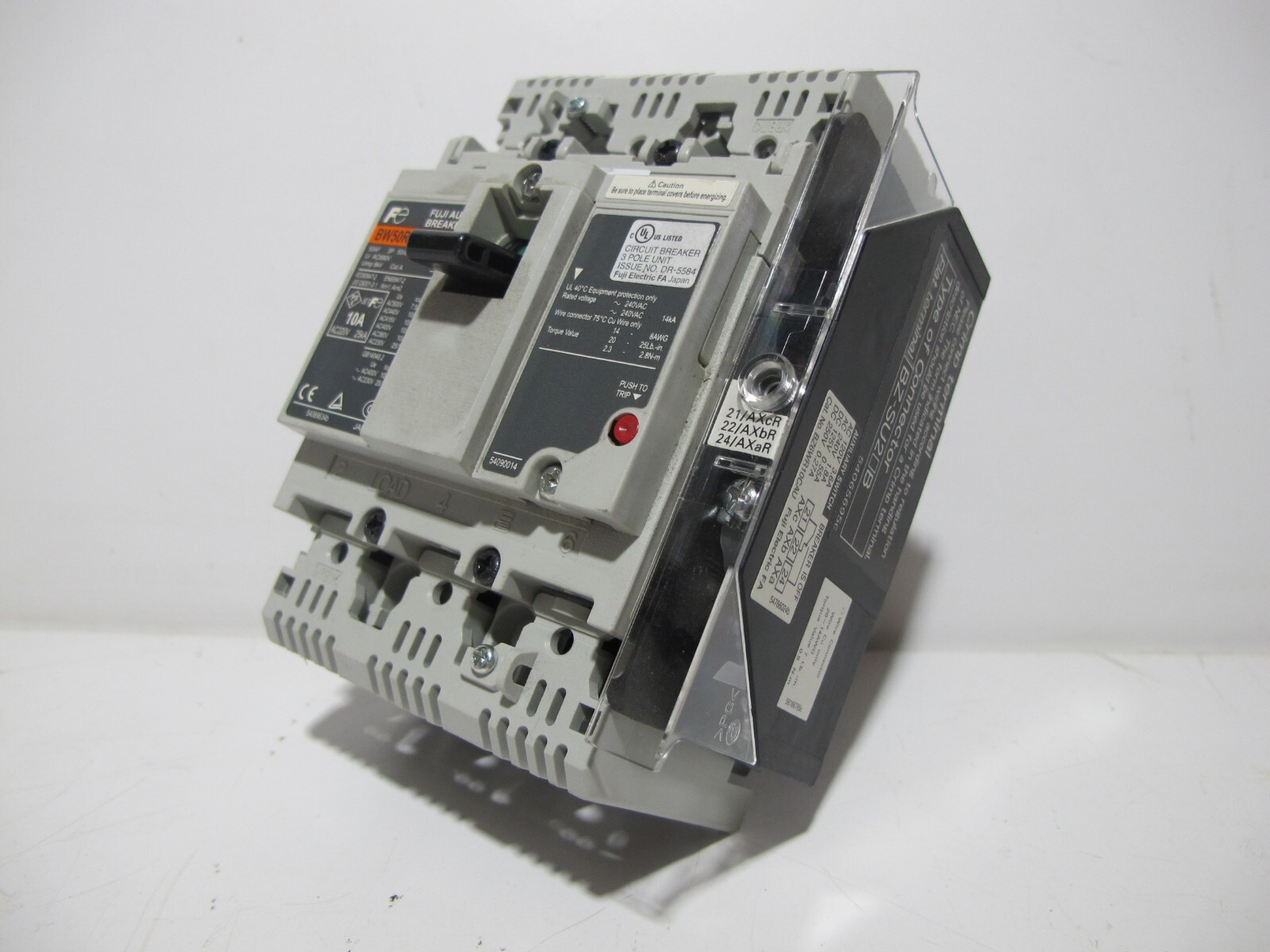 Fuji Electric BW50RAGU-3P010 10 Amp Auto Breaker 3-Pole 10A 690VAC 250VDC 14 kA