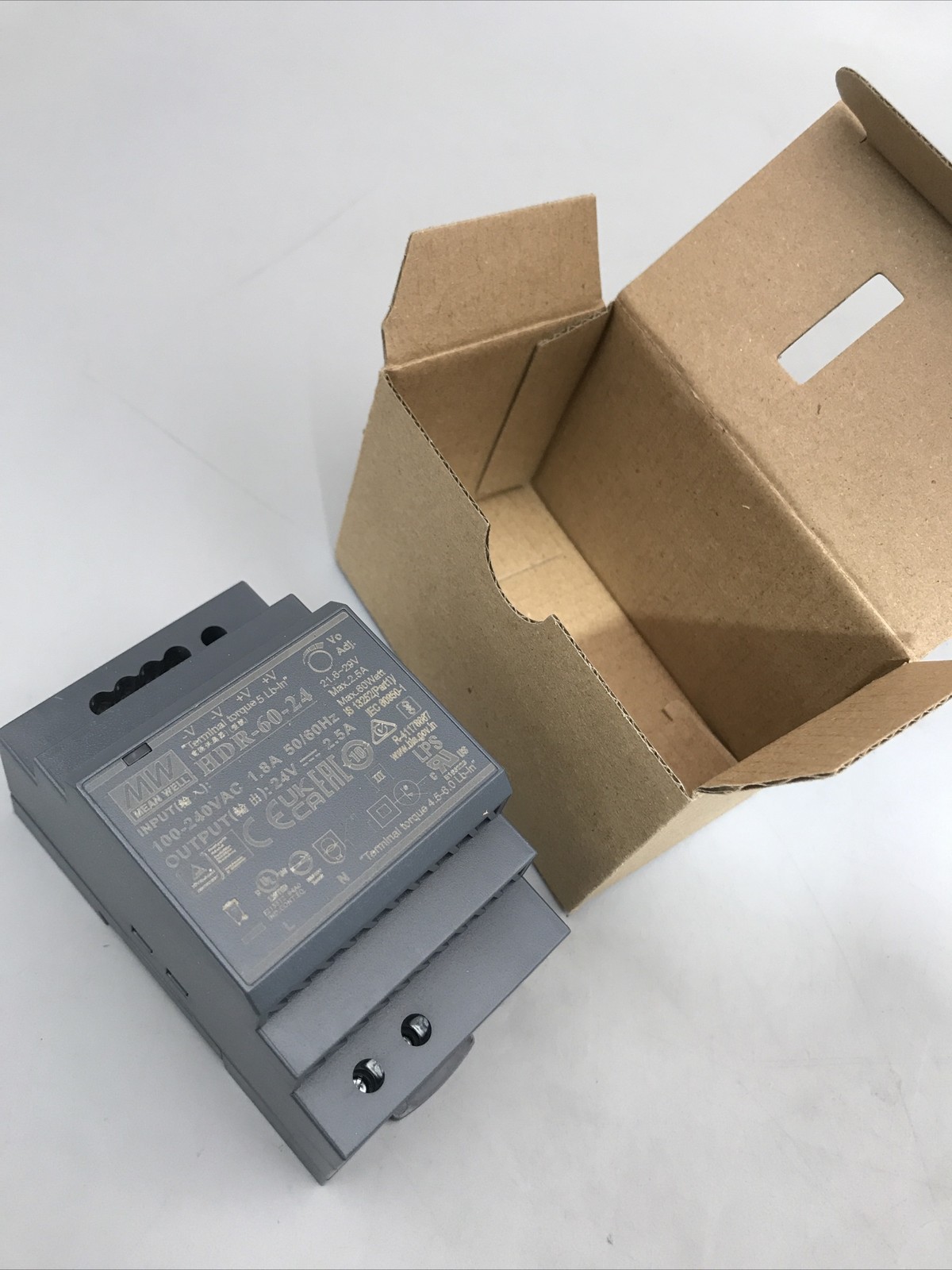 MEAN WELL HDR-60-24 Ultra Slim Step Shape 3SU DIN Rail Power Supply, 24 Volt New