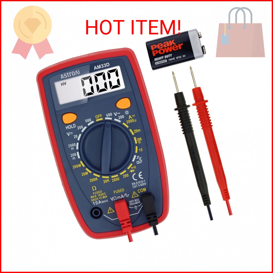 AstroAI Digital Multimeter Tester 2000 Counts with DC AC Voltmeter and Ohm Volt