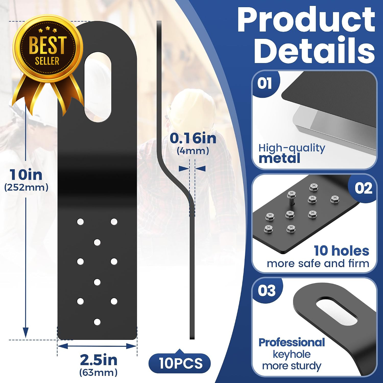 10 Pack Permanent Roof Safety Anchors Fall Protection Metal Wood Roof Black