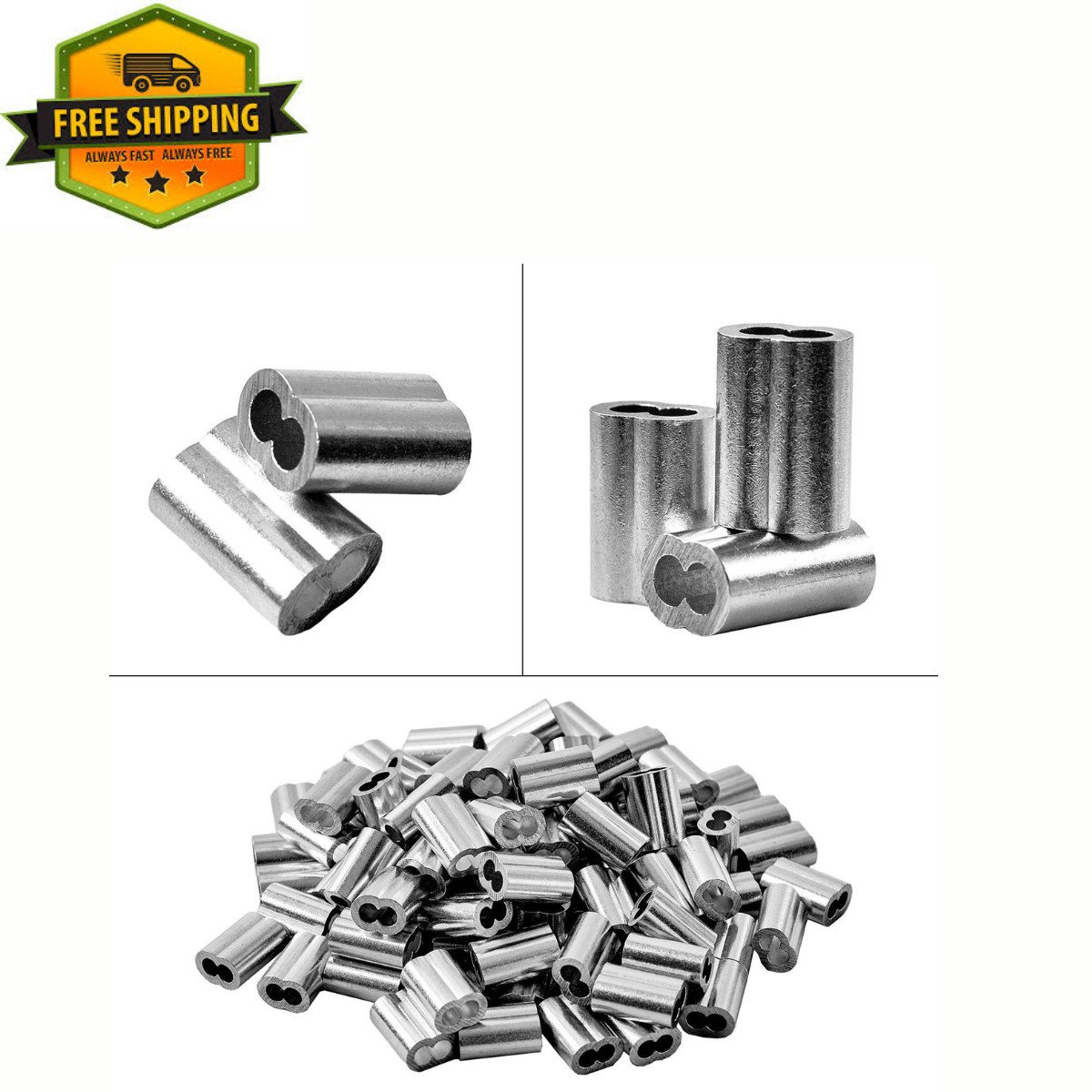1/8″ (3Mm) Aluminum Crimping Loop Sleeve for Wire Rope, Cable Ferrule (100Pcs)