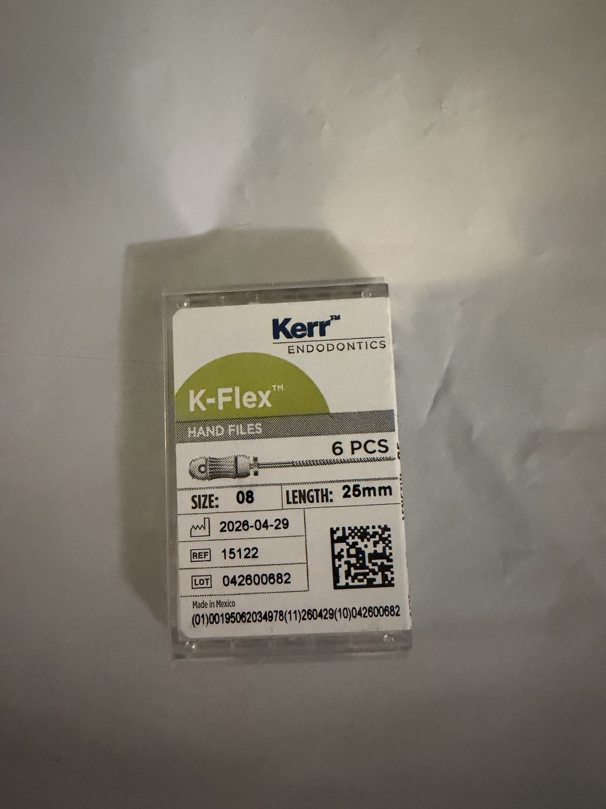 Kerr Endo Dental K-FLEX Stainless Steel files 6pcs. Different Sized Handfiles